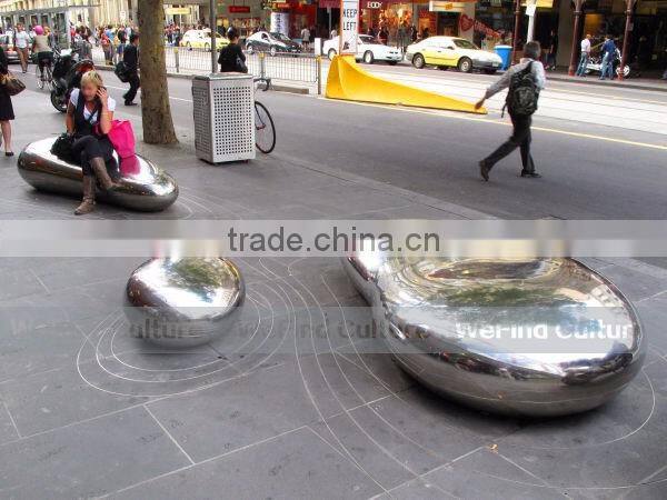 Public Art Stainless Steel Bench Seat Art Sculpture in Park