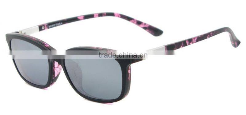 Tr90 plastic optical frame with polarized clip on sunglasses