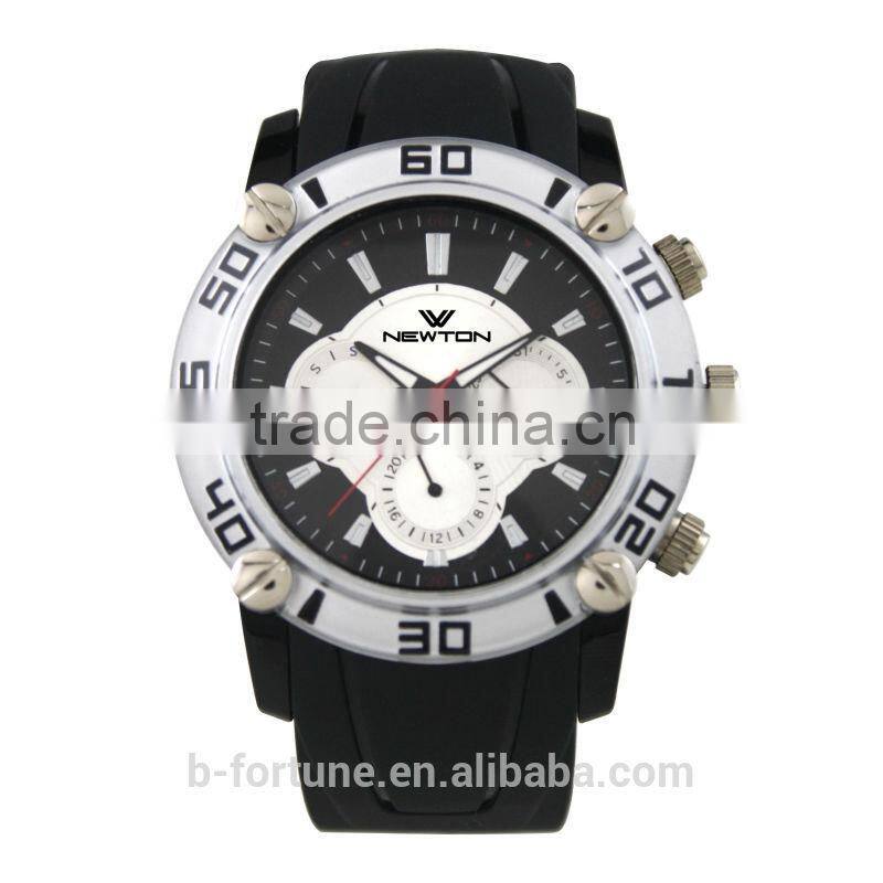 FT1326 Factory price stainless steel case back chrono silicone watchband watch