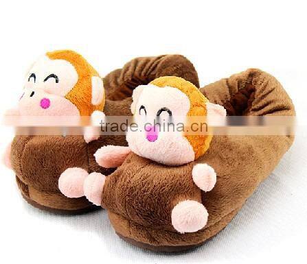 custom plush slippers/slipper plush/plush monkey slippers