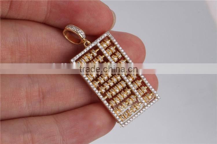 Newest working mens hip hop abacus pendant jewelry silver 10k gold plating