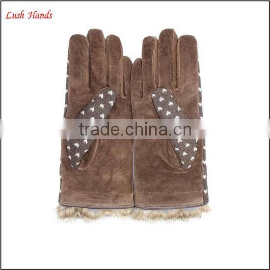 Lady's simple style spandex velvet warm gloves with supersoft polyester lining