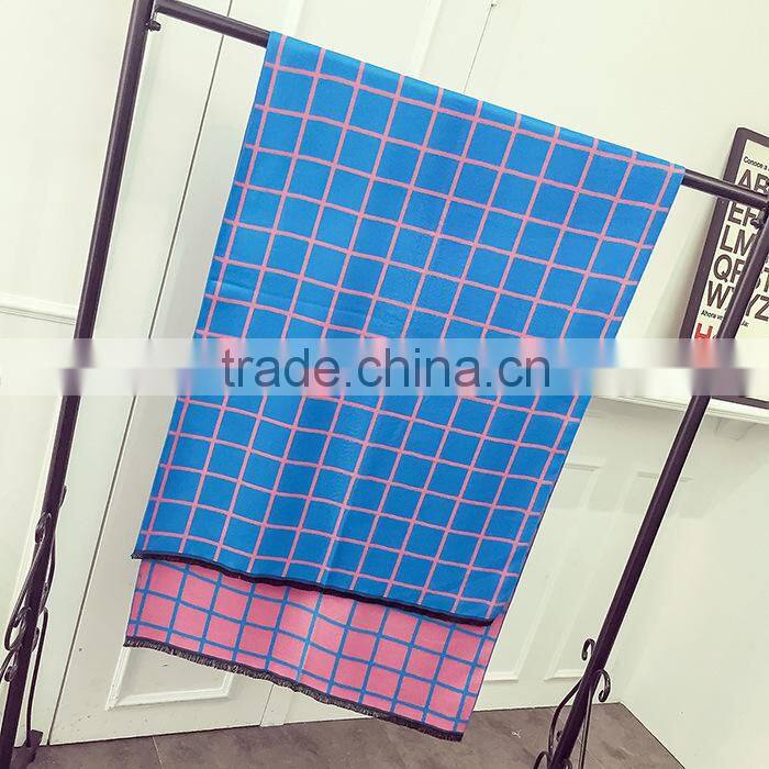 Latest Design Soft Warm Maxi Wool Cashmere Ladies Plaid Shawl