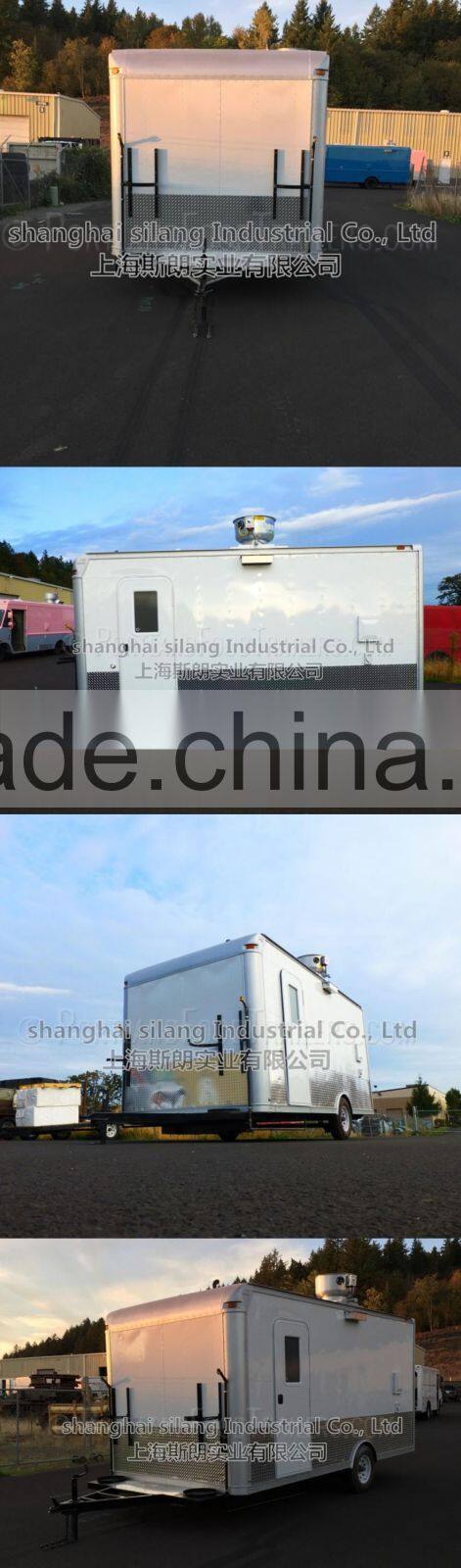 White uniaxial food cart beach food truck trailer hot dog Hamburger ice cream traction cart By China's largest factory
