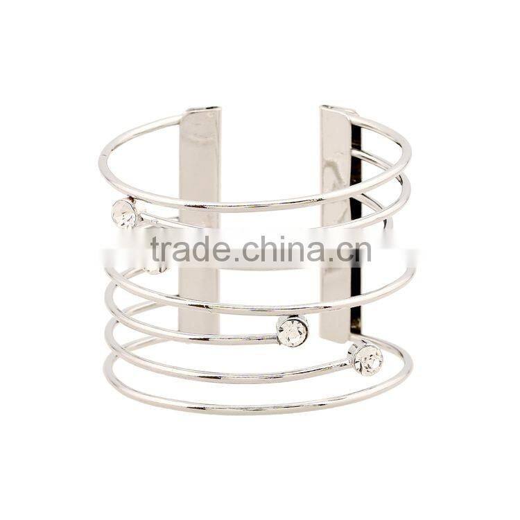 Europe Wire Shape Diamond Gold Plated Cuff Bracelet