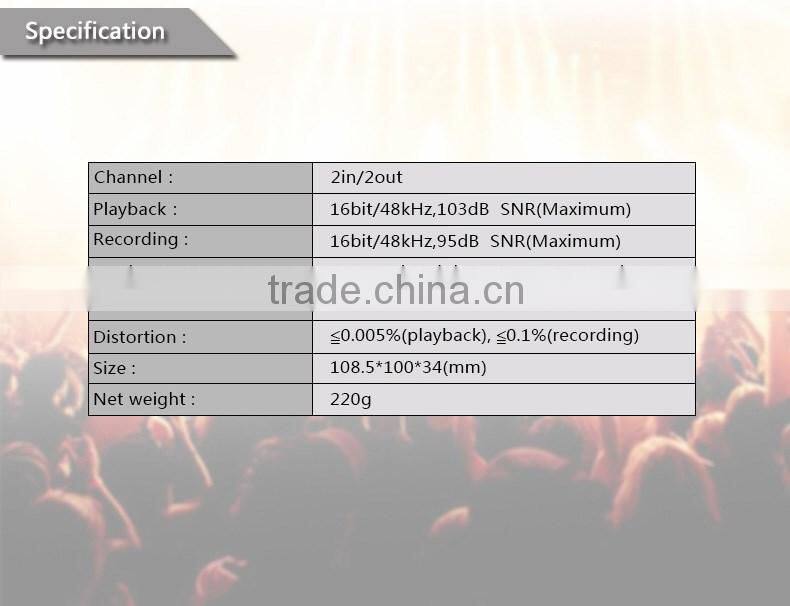 USB EXTERNAL SOUND CARD/AUDIO INTERFACE FOR MUSIC LOVERS