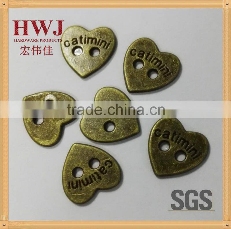 heart shape metal 2 holes button