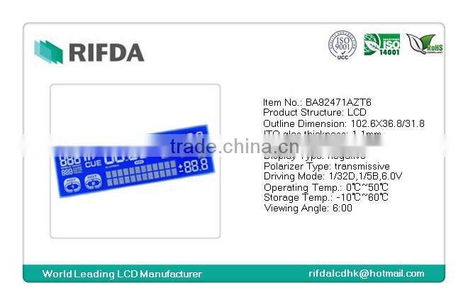 Negative STN blue lcd display screen for car audio