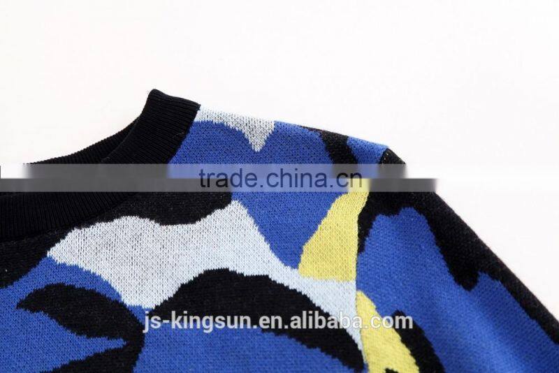 Woman sweater round neck long sleeve newest fashion jacquard pullover