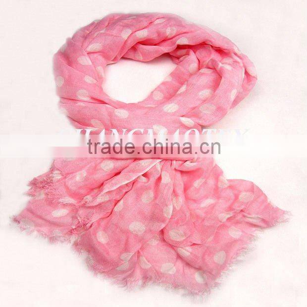 printed pink long polyester scarf