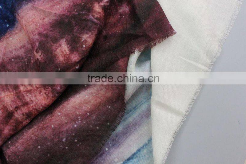 2015 New design multi color wool scarf with fringe