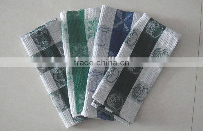 China wholesale waffle kitchen towels with yarn dyed apple jacquard design