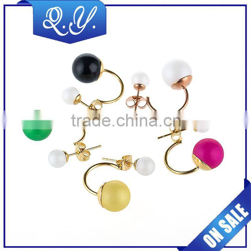 New arrival top design charming earrings jewelry stainless steel colored ear piercing