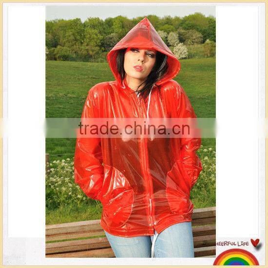 sex and women hooded PVC raincoat