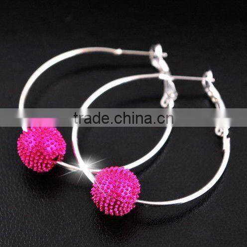 Hot sale alloy ball shamballa hoop earring