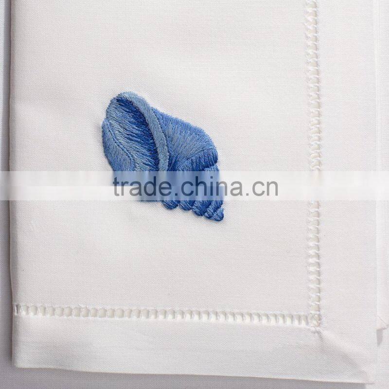 Hand hemstitched napkin, embroidered napkin, embroidery napkin, white cotton napkin, 100% cotton napkin