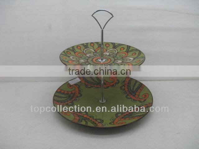 ceramic two-layer cake stand plate