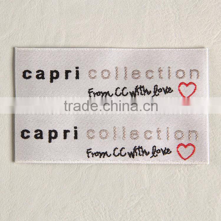 Hangzhou label factory custom woven labels for women wear
