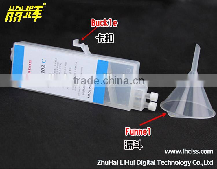 260 ml PFI 102 refill ink cartridge with chip for canon IPF-500 600 700 510 610 710 755 printer