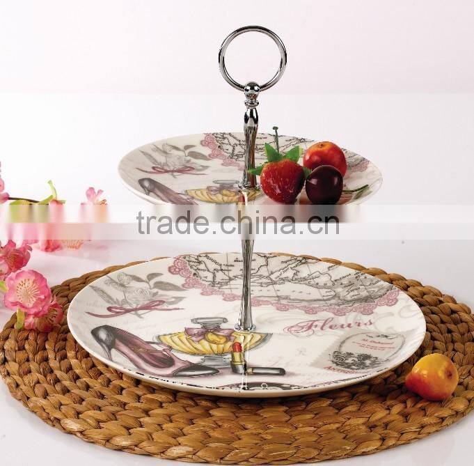 Porcelain home cake stand,China pocerlain dinner plate,cholocalate cake plate