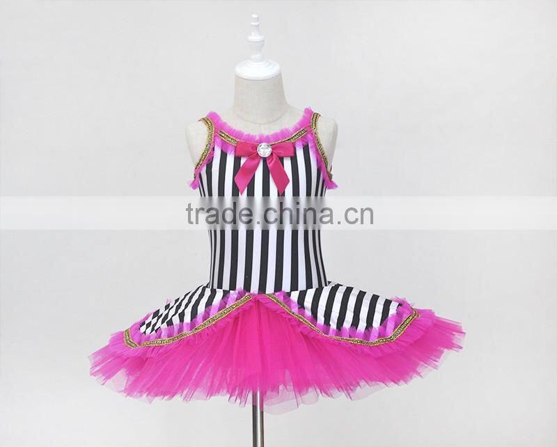 Striated cloth Leotard with skirt for stage,Childrens' ballet leotard with tutu for performance