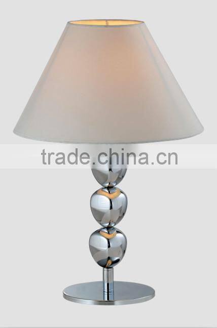 Contemporary cross metal holder double square brown fabric shade hotel bedroom table light