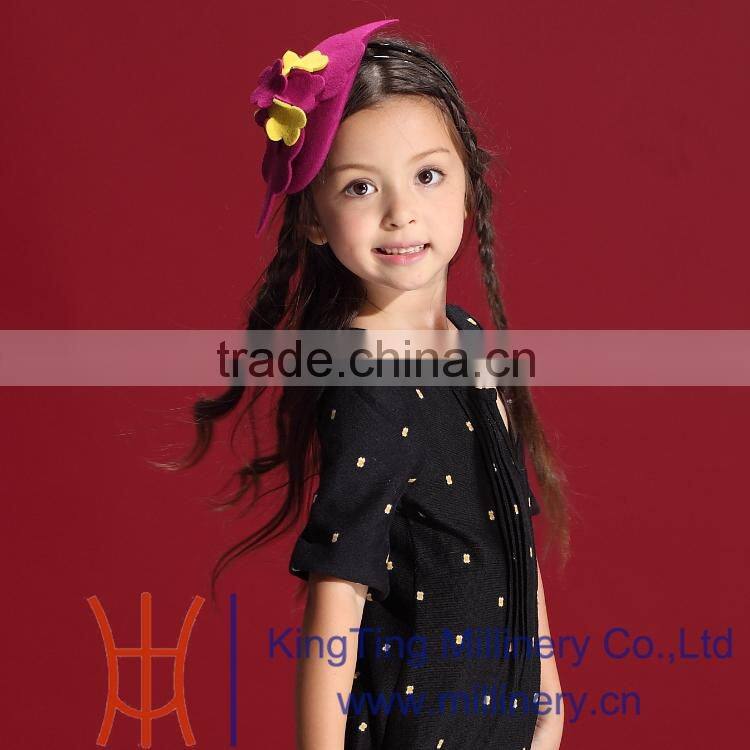 Wholesale Girls Fashion Wool Fascinators/Headpieces Red/Yellow Decorative Hat