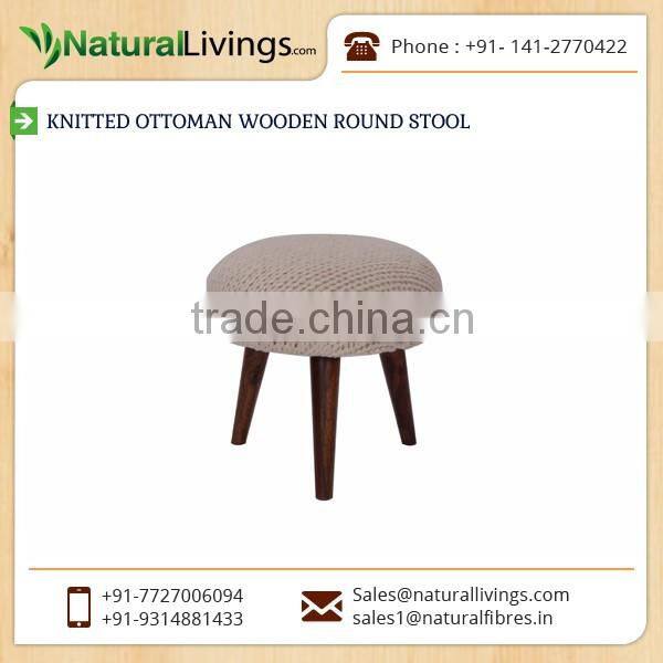 Good Quality Best Material made Knitted Ottoman Wooden Round Stool for Buyers