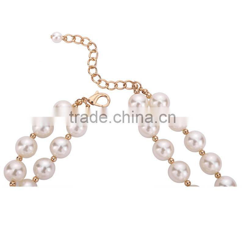 2016 newest fashion alloy gold plating beaded fashion jewelry necklace