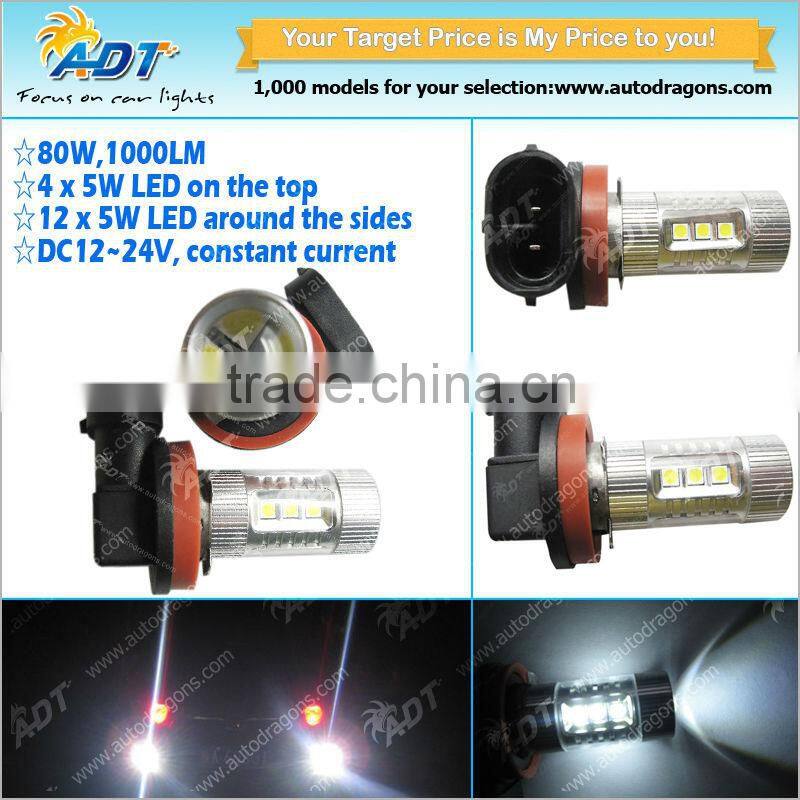 Super white 80W Sel chip H11 LED projector bulb for MAZDA 3 2014 foglights