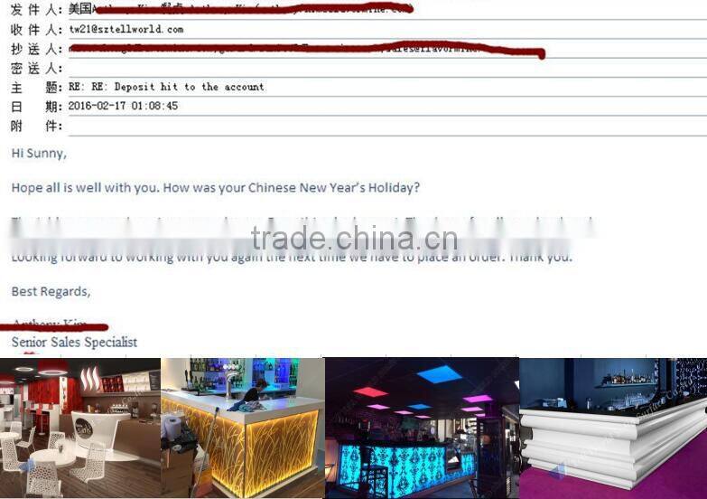 2016 Alibaba Golden Acrylic solid surface bar counter/translucent stone bar table/bar counter for sale