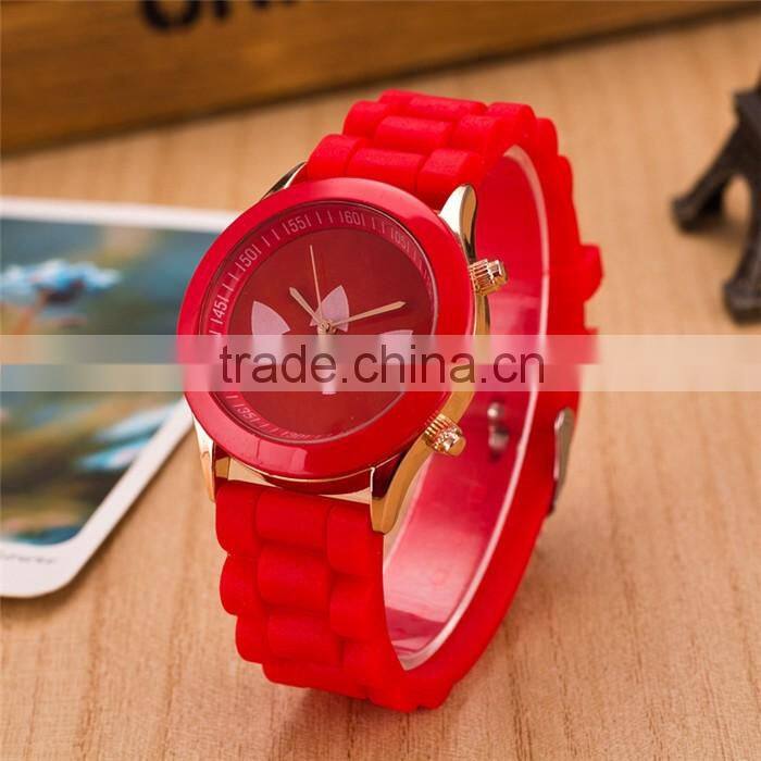 Whoelsale cheap silicone watch Geneva clover students watch silicon rubber watch