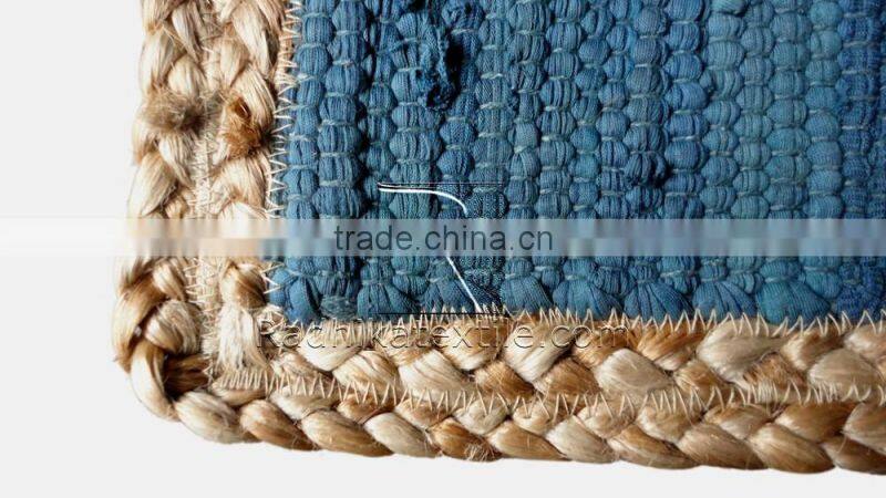 RTHDM-4 Multi Uses Indian Ethnic Cheap Handmade Jaipur Traditional Cotton Jute Material Home Decor Door Mats Manufacturers