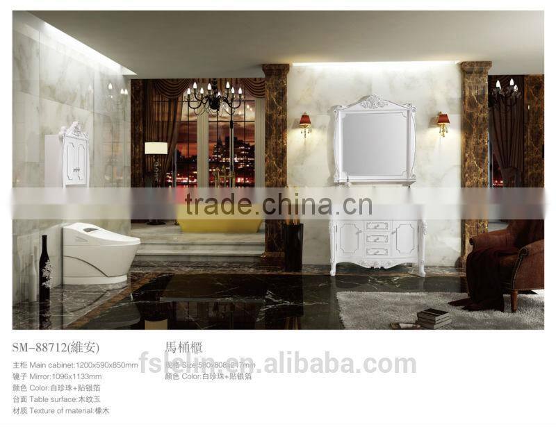 High end classical solidwood bathroom vanity design wash basin vanities LS-888712