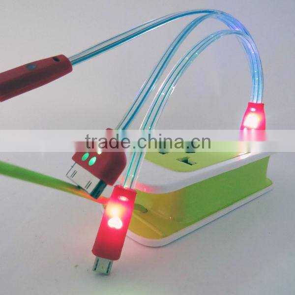 Fashion LED new design USB cable charger for android 3 in 1 multifunction