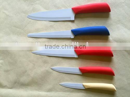 (NEW)Durable Ceramic Coating White Stainless Steel Blade Knife Set 4 sizes Assortment