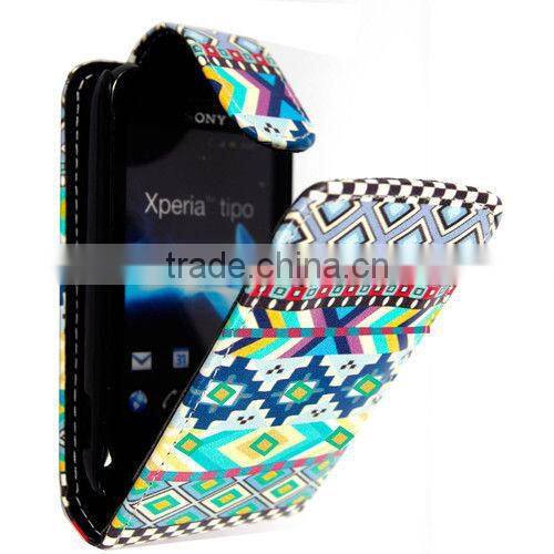 New printed pu leather flip case cover for Sony Xperia Tipo ST21i, cute cartoon leather case for Sony Xperia Tipo ST21i