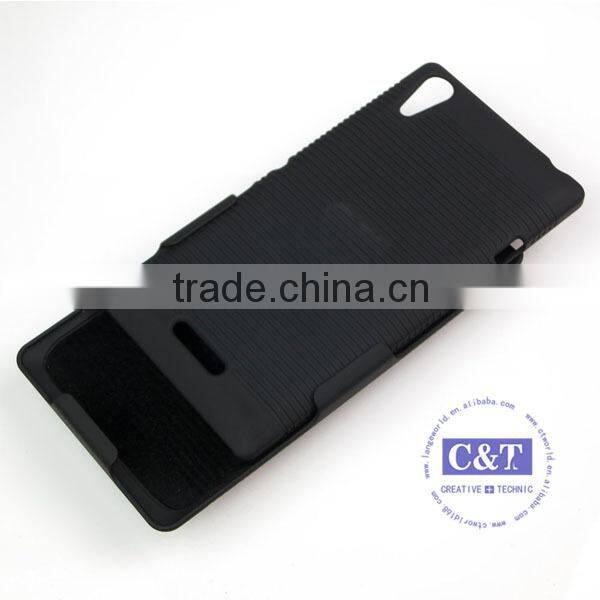 C&T New Coming Promotion belt clip kickstand hybrid plastic hard case for sony t3