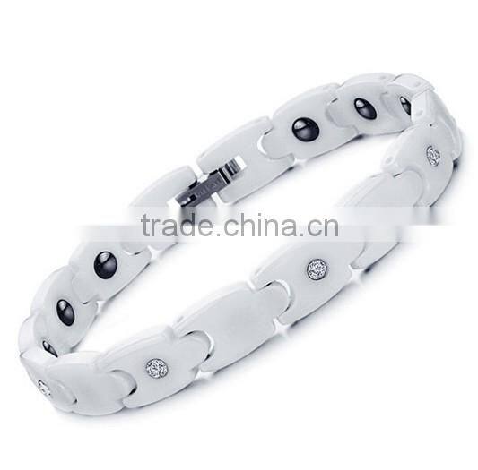 Tungsten Steel Women's Health Energy With Magnetic Stone Bracelet CZ Diamond Bracelets Bangles In Jewelry For Women