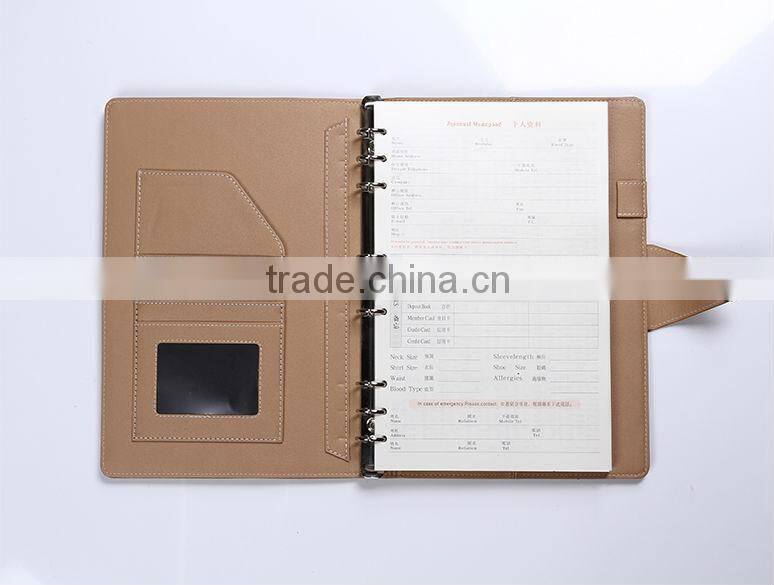 2015 High quality leather notebook with button closure