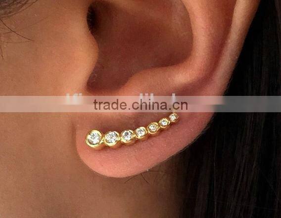 Fashion 925 Sterling Silver CZ Ear Pins Earring Jewelry