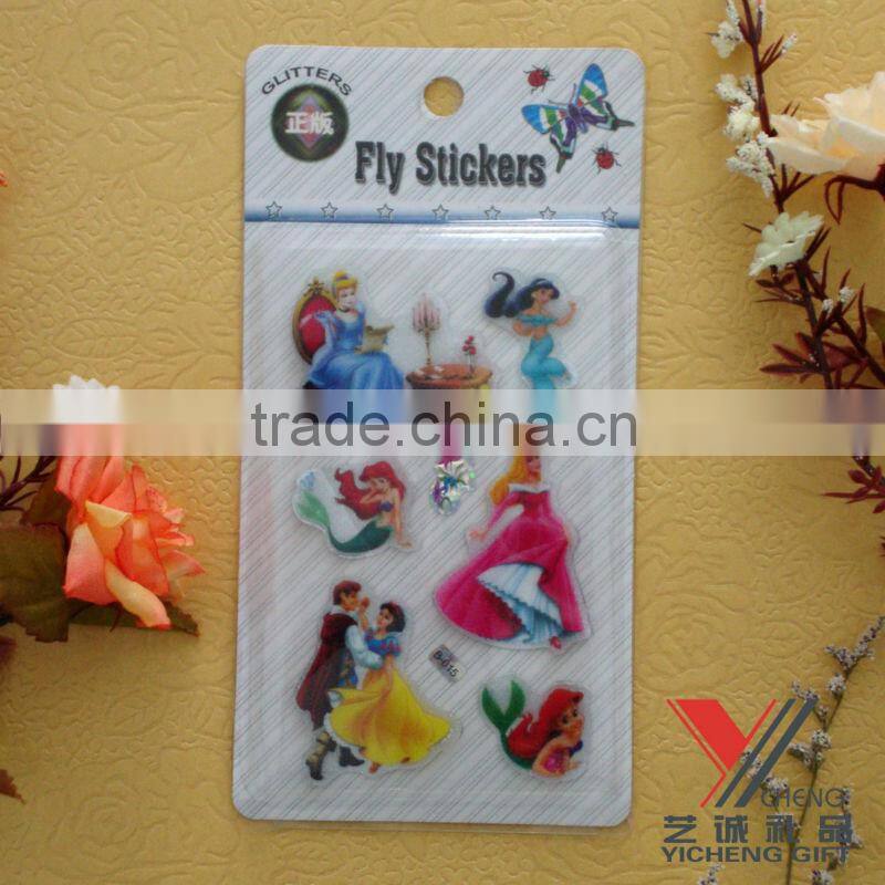 fashion snow white 3D decorative laser sticker promotion gift good for kids