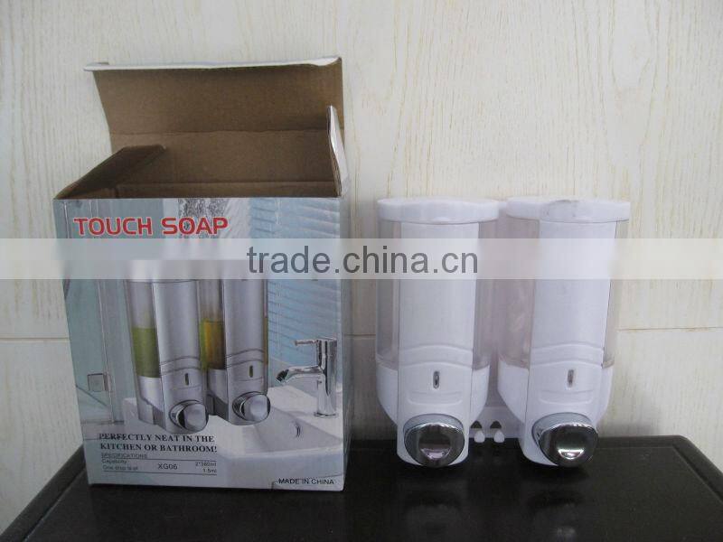 Double PS+PP Plastic Liquid Soap Dispenser 380ml*2