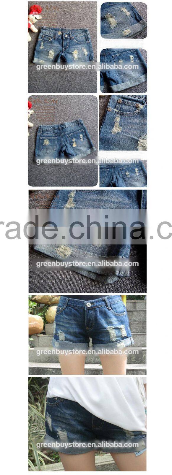Summer New Fashion Denim Girls And Women Cheap Jeans Hemming Shorts Vintage Cuffed Jeans