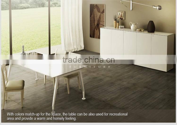 Modern moving cabinet return black tempered modern glass office desk