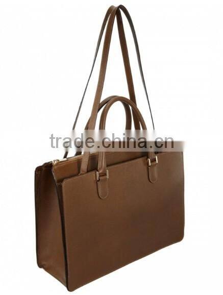 Men genuine leather zipper laptop black messenger bag