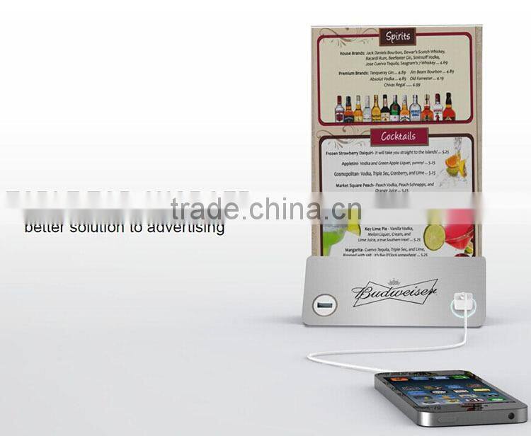 Trending products 2016 advertising power bank restaurant for menu stand