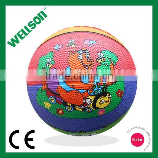 Children playing mini rubber basketball