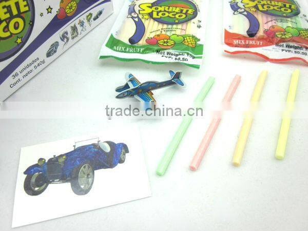 Straw Candy Toy / CC Stick Candy with Water Tattoo and Plastic Puzzle