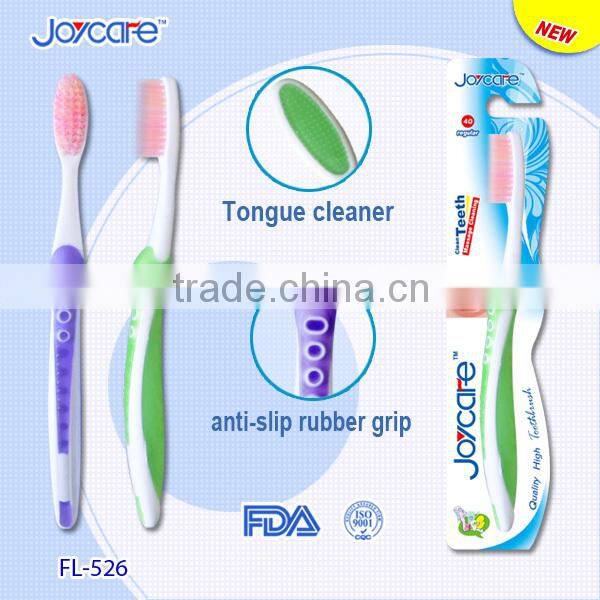 High quality patent toothbrush with tongue cleaner